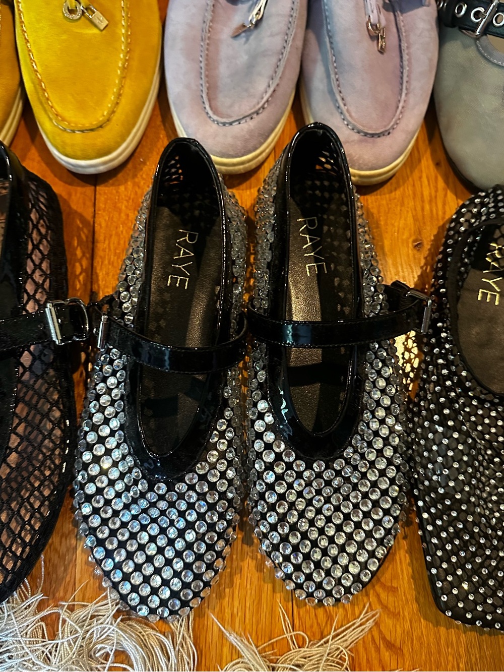 RAYE Noam Flat in Black rhinestone